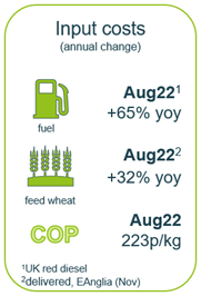 infographic showing the cost of key inputs